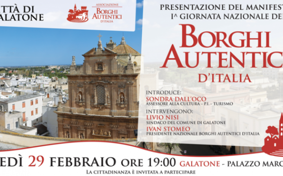 borgo autentico di galatone lecce puglia, presentazione manifesto bai
